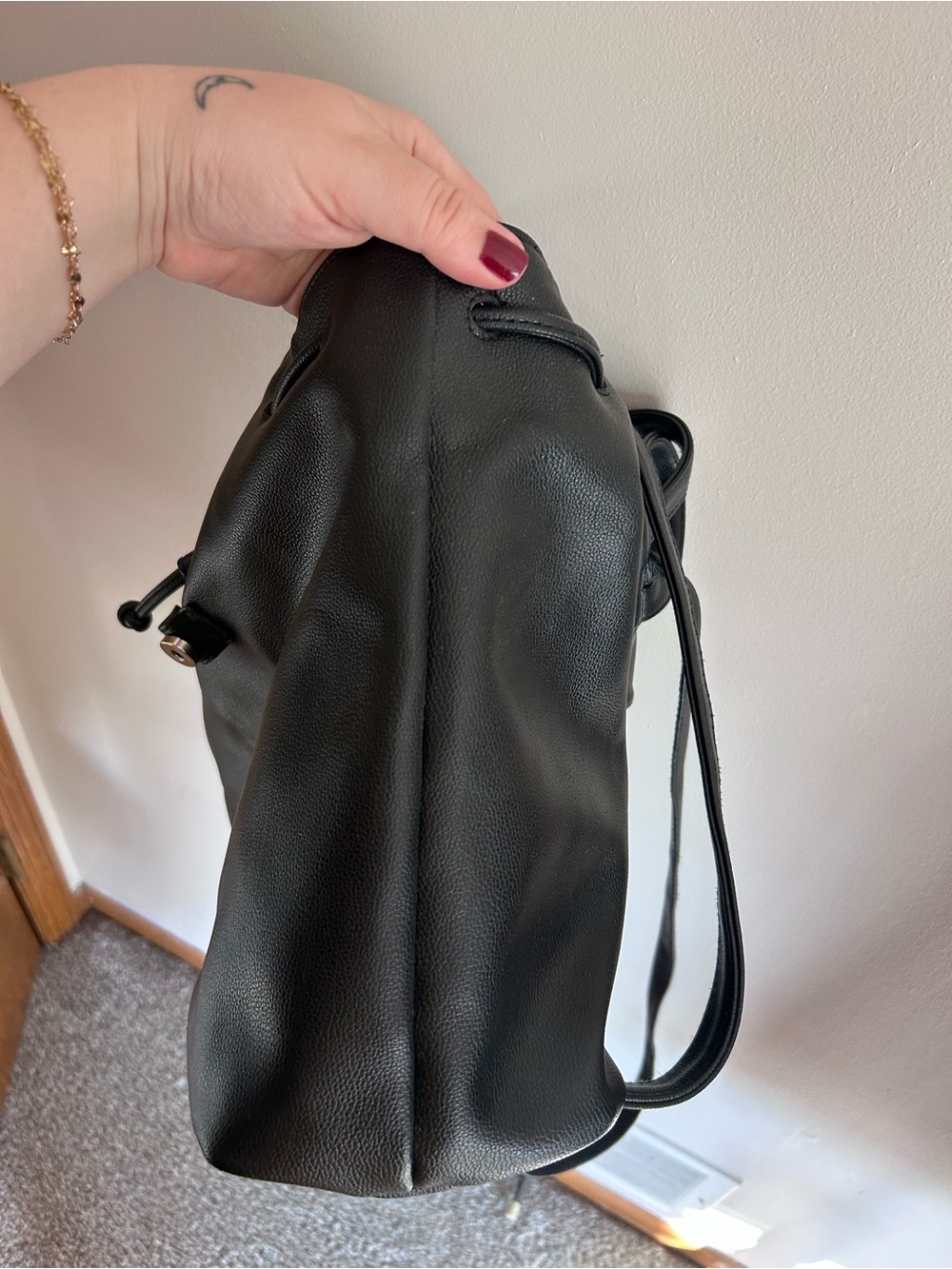 Victorias Secret | Black faux leather drawstring backpack - Picture 7 of 8